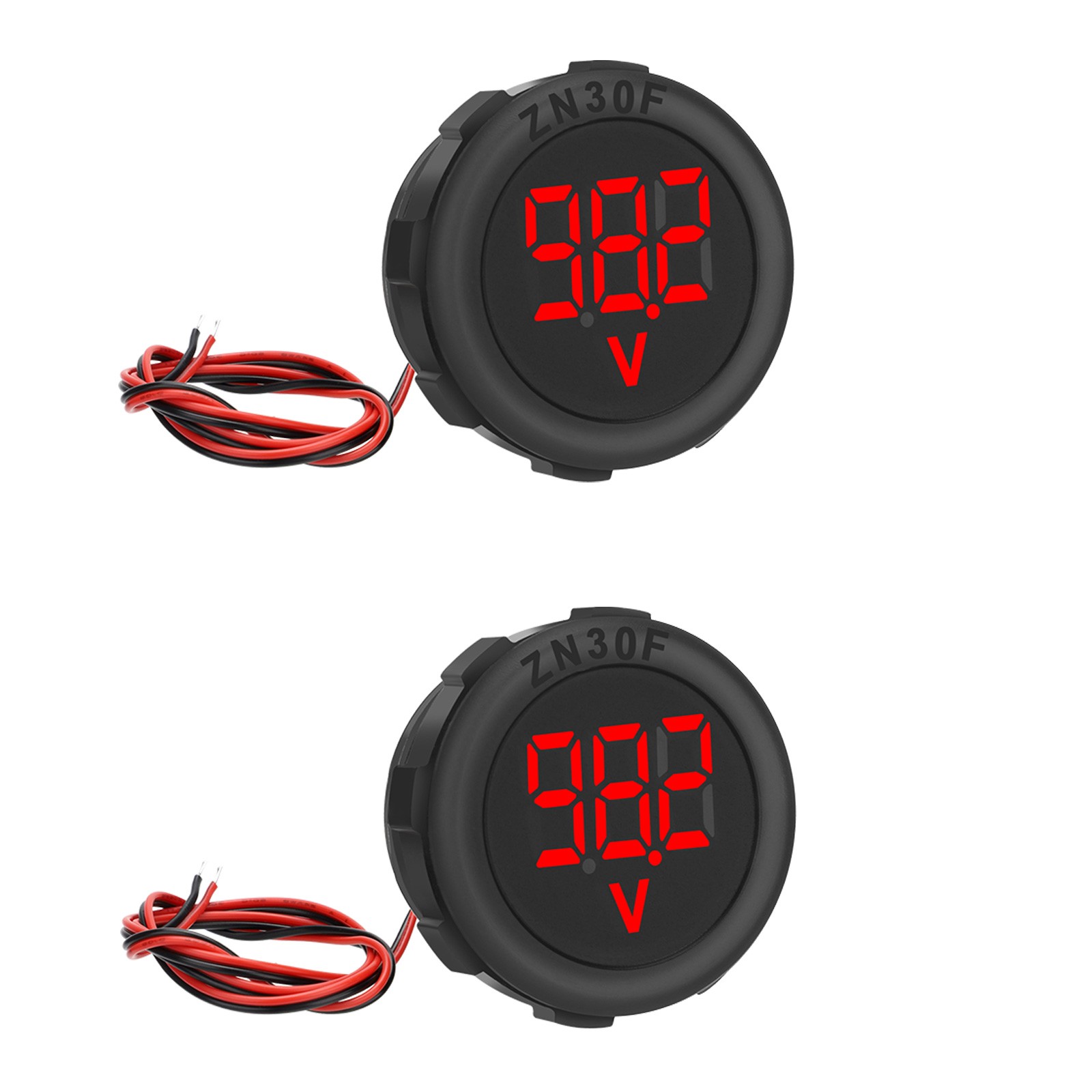 2Pcs Digital Voltage Gauge DC 4V–100V LED Meter w/ Waterproof for Car Motorcycle