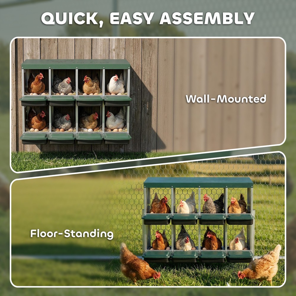 Chicken Nesting Boxes, 8 Compartment Metal Nesting Boxes for Chickens