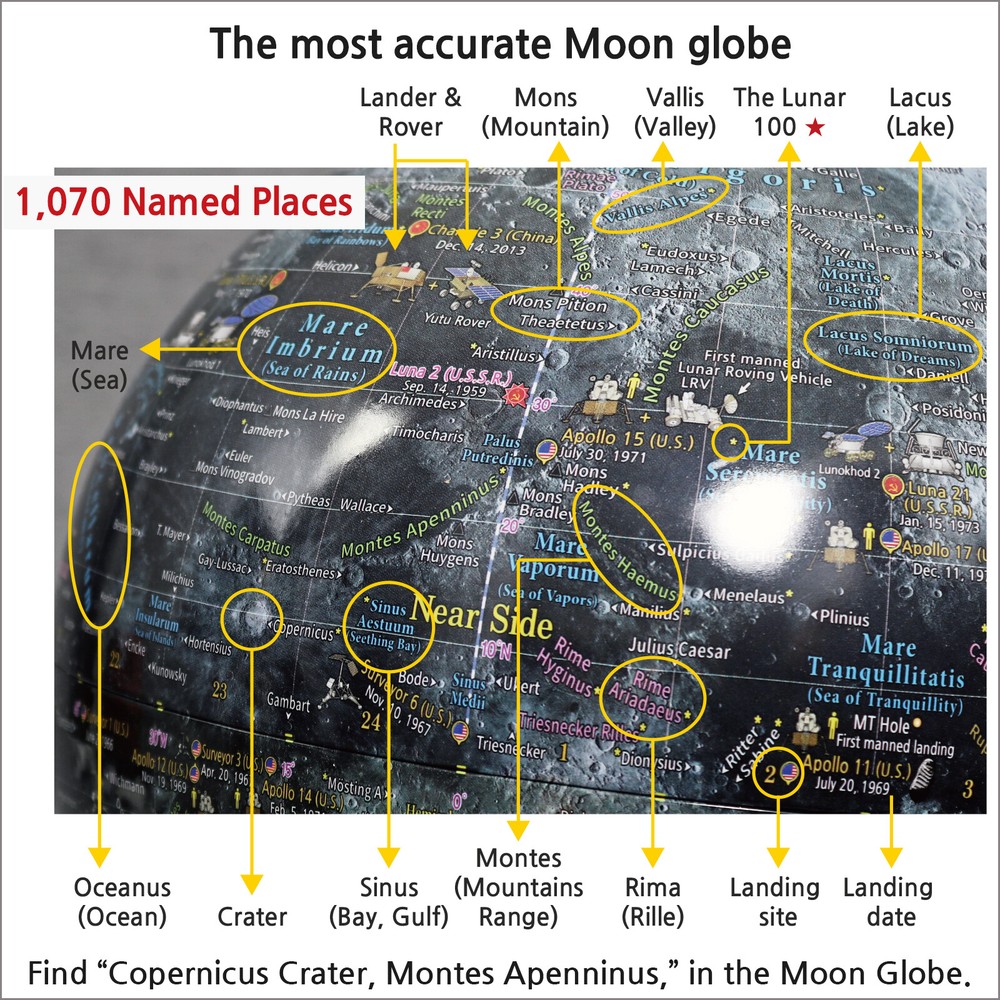 Mapsoft Classic Moon Globe, Lunar Globe, 24cm/9.5" MC-24, Lunar Globe, Moon Map