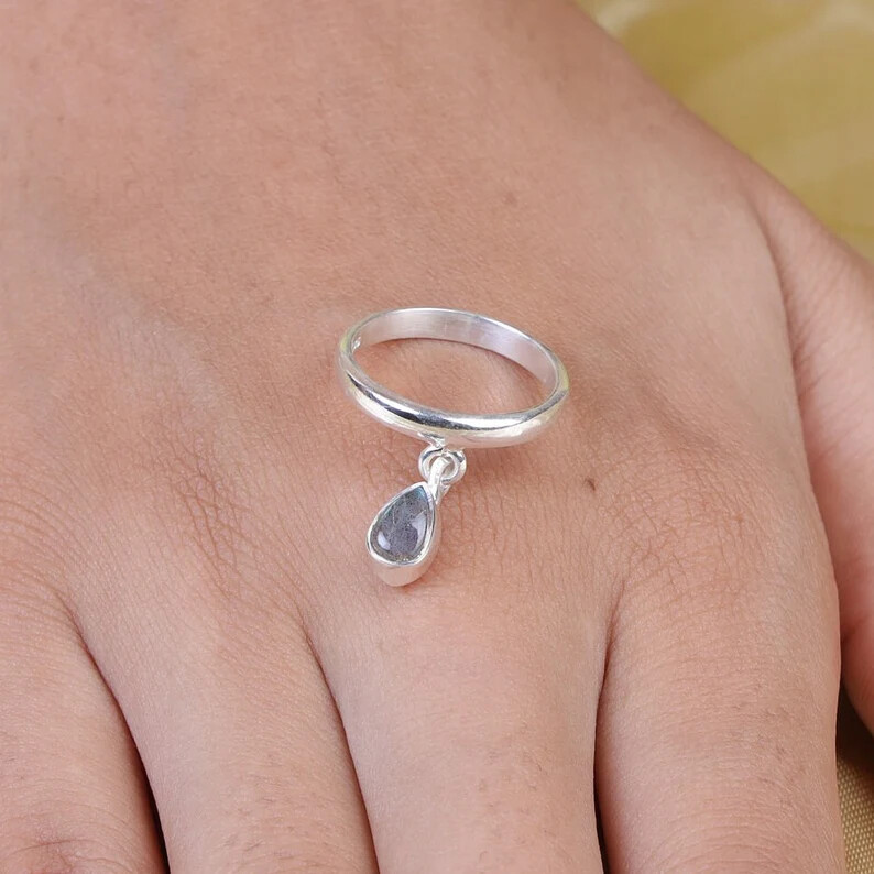 Labradorit 925 Solid Sterling Silver Band &Statement Ring Handmade Ring All size