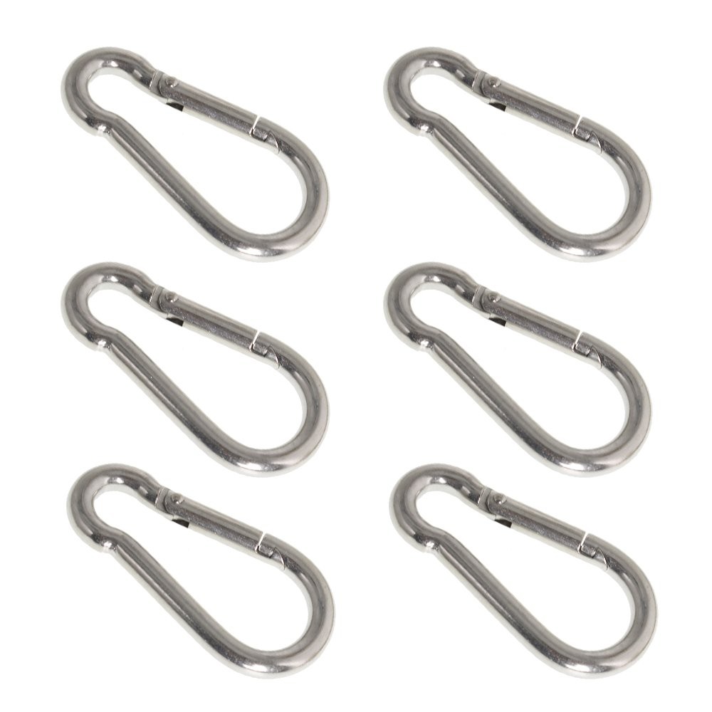 440 Lbs Spring Snap Hook Carabiner Clips Stainless Steel 304, Set Of 6