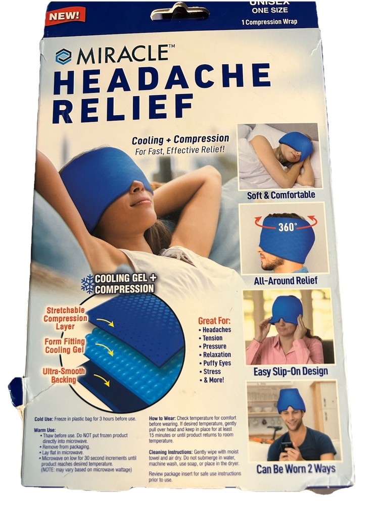 Miracle Headache Relief Cooling Or Heat Compression Cap 360 Degree Head Coverage