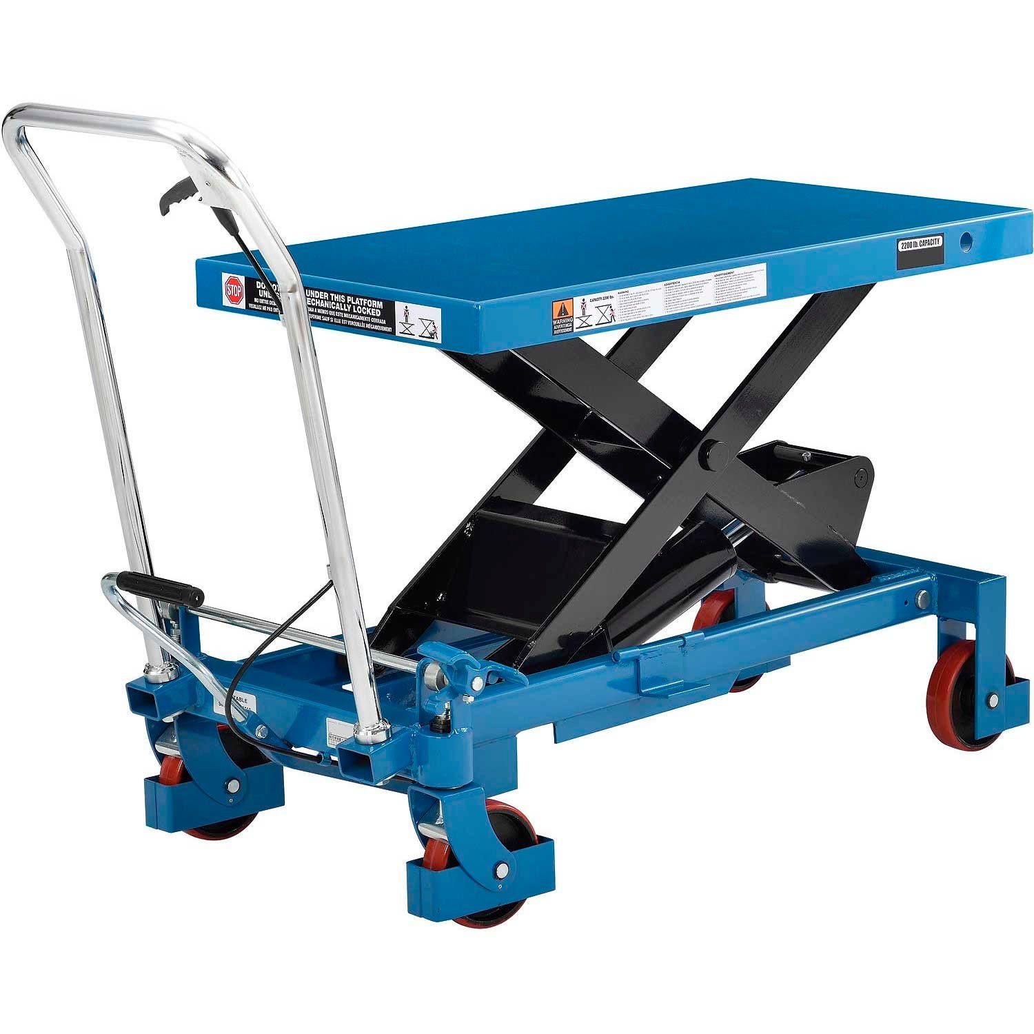 2200 Lb. Capacity Mobile Heavy Duty Scissor Lift Table 40 x 20 Platform