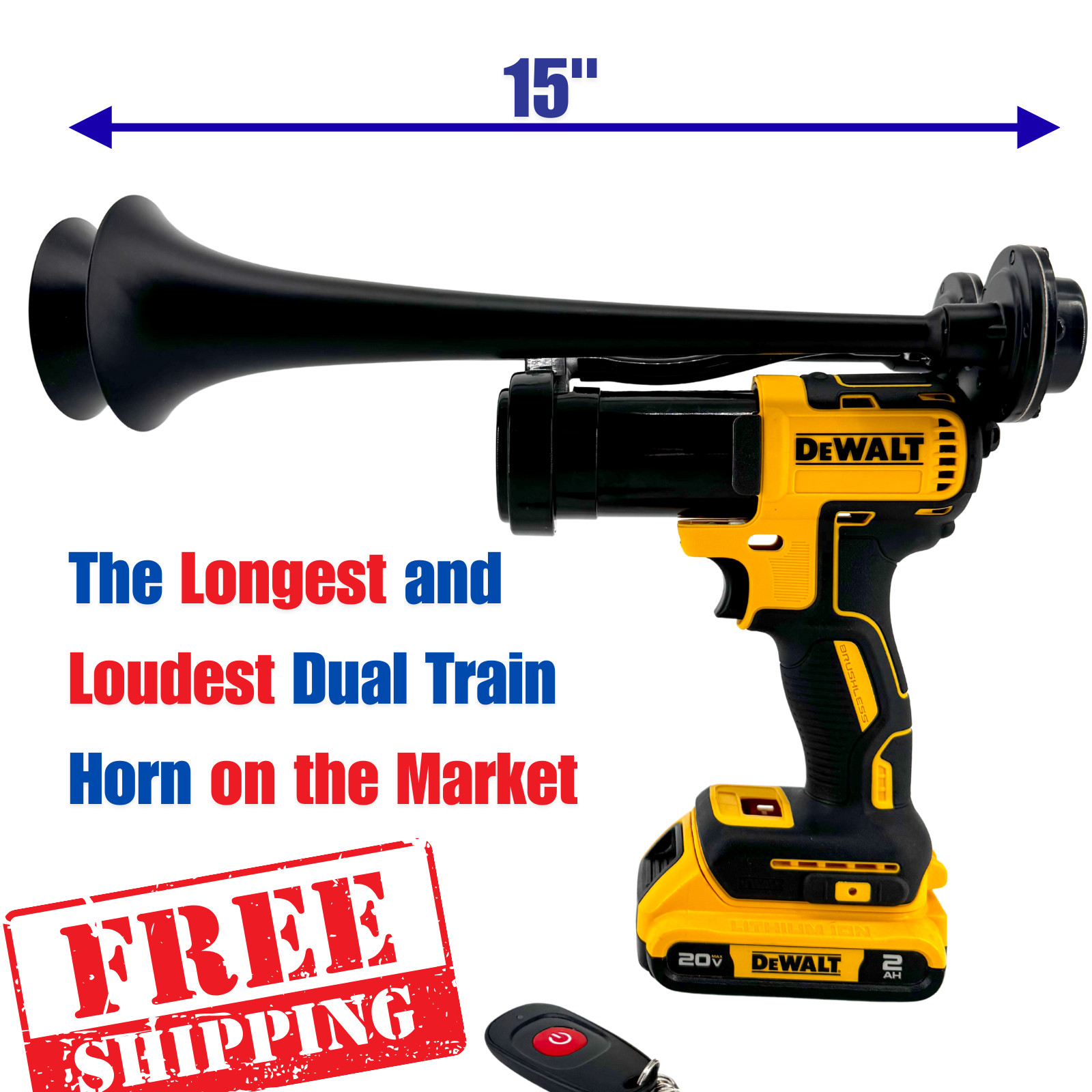 DeWalt Impact Air Train Horn Dual Black | 2026 Long Trumpets | Assembled in USA