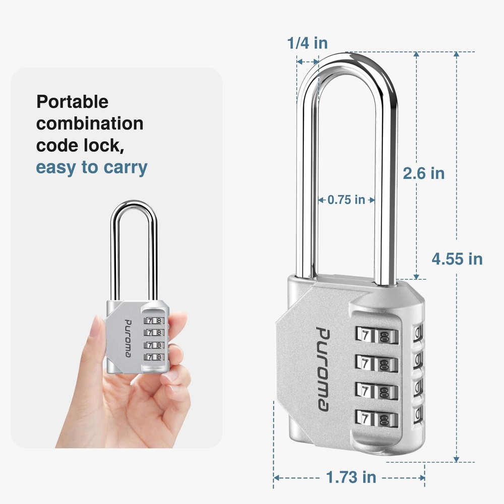 4 Pack Waterproof 4-Digit Combination Padlock for Locker, Fence, Gate, Toolbox