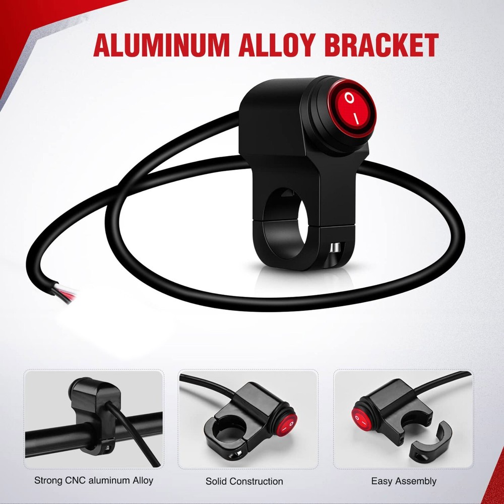 LED Motorcycle Switch ON OFF Handlebar Mount Push Button 12V Headlight Fog Light