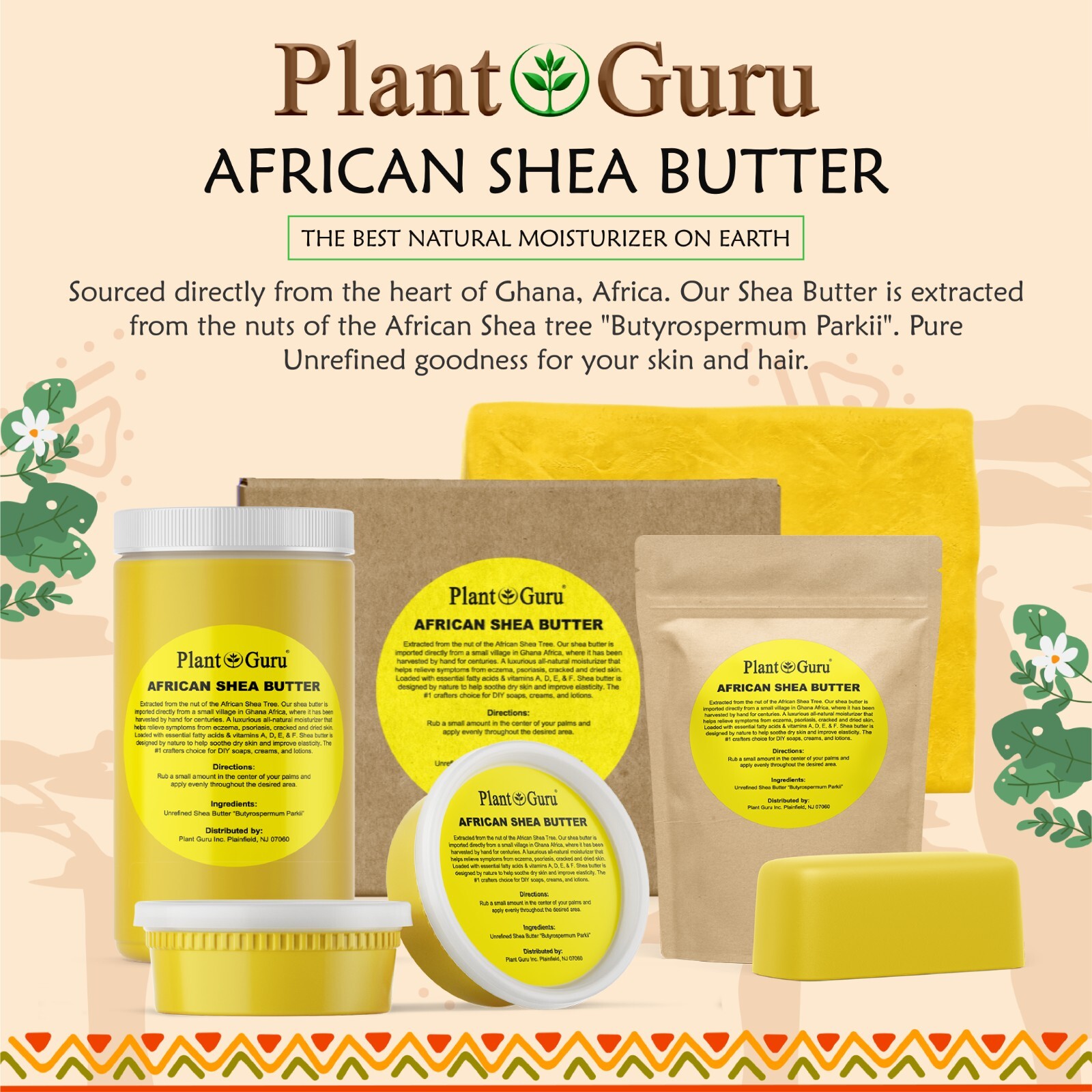 Raw African Shea Butter YELLOW 100% Pure Natural Unrefined Organic Bulk