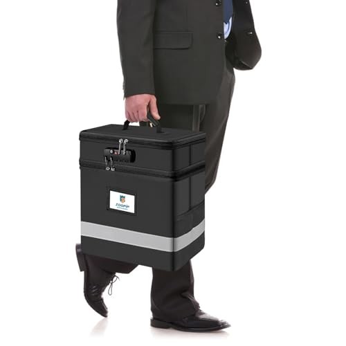 Fireproof File Box with Lock, 2 Layer Document Box Storage Small-2 Layer Black