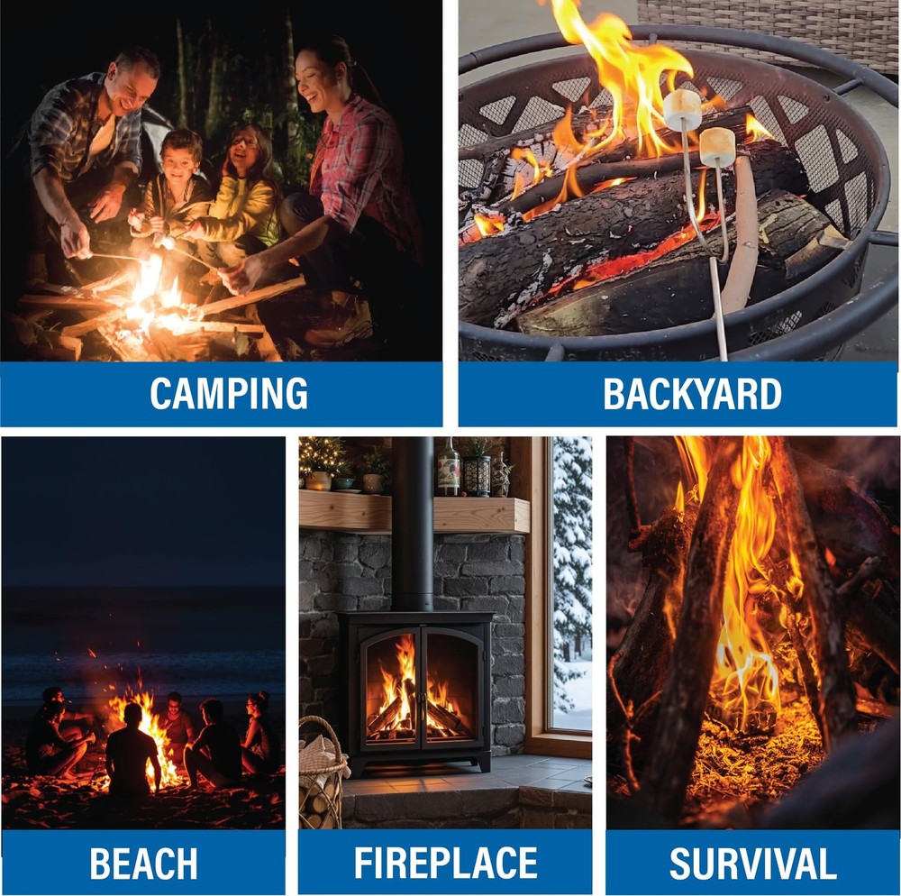 Pull Start Fire String Firestarter | No Matches 6 Count, Multicolor