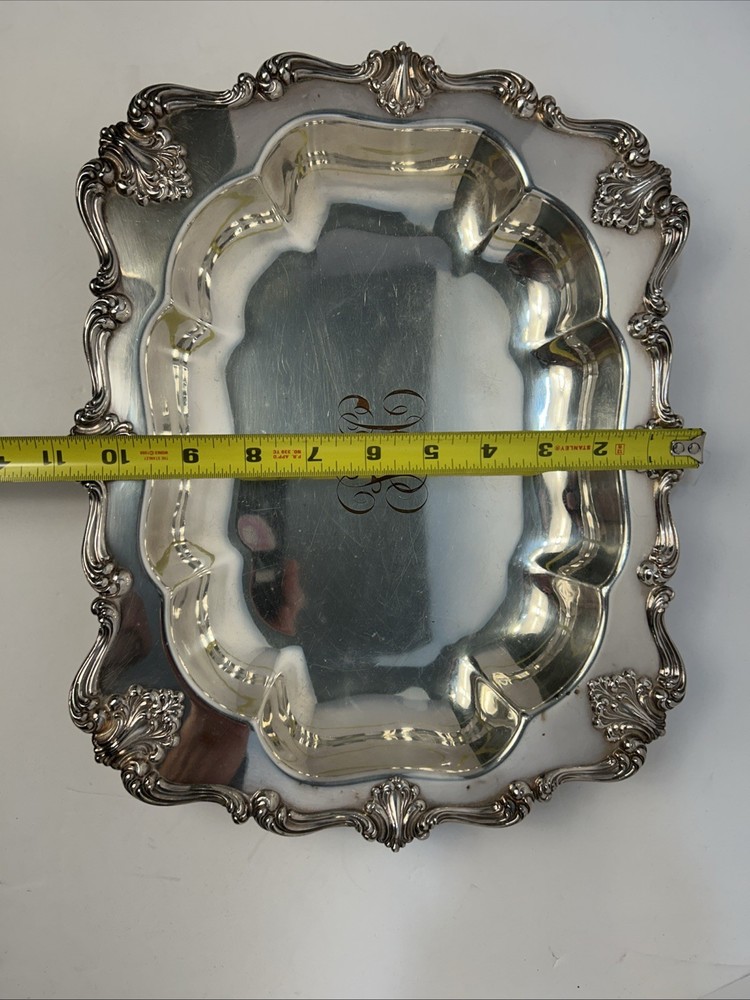 Electroplated Silver on Copper Rectangular Serving Tray Rococo Revival W&SB