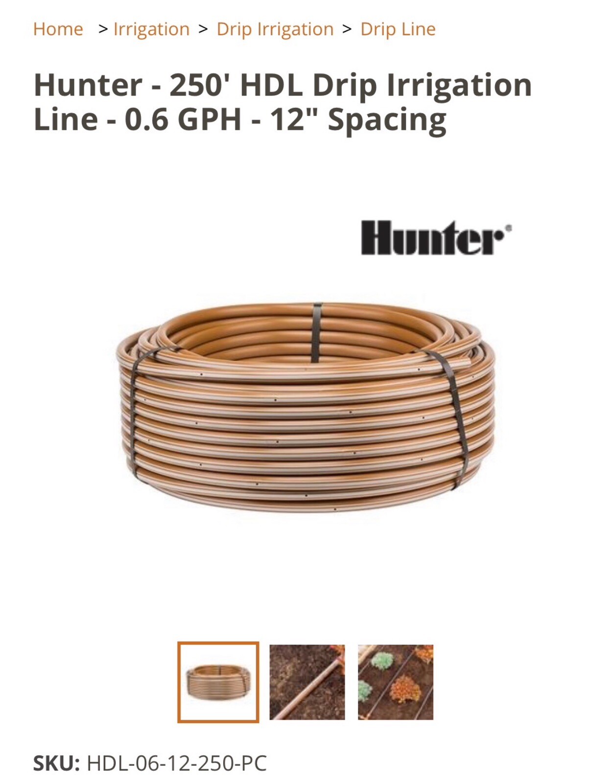 1/2 In. X 250 Ft. 1-GPH Pressure Compensating Emitter Tubing with 18 In. Spacing