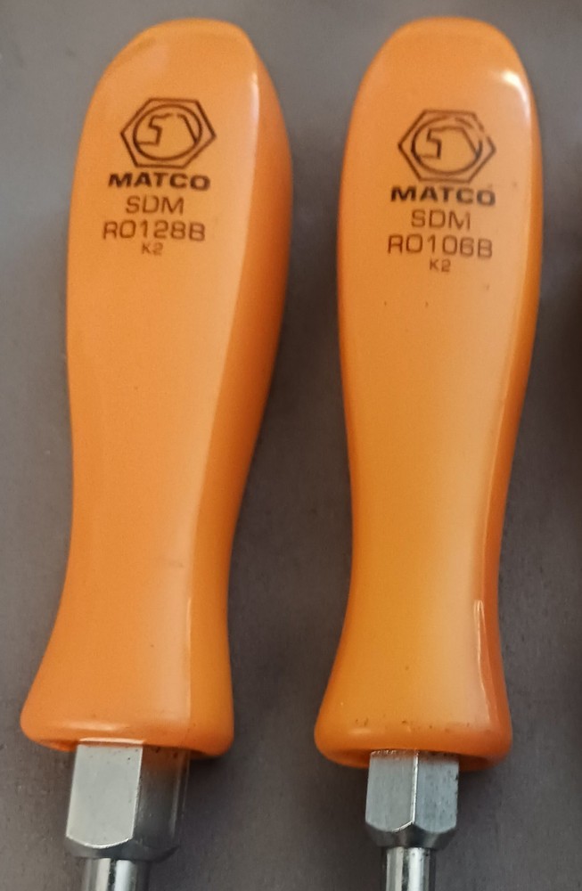 Vintage Matco Tools 8pc Orange Hard Handle Screwdriver Set SDM