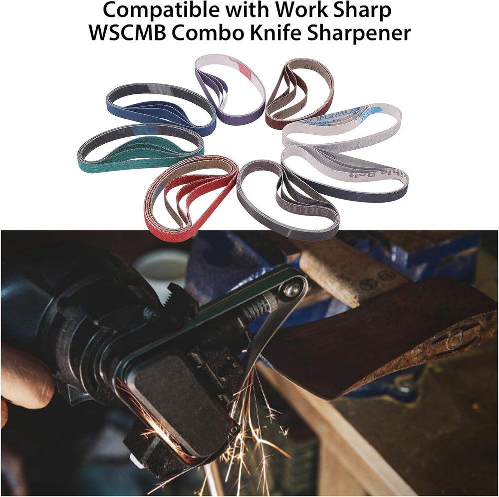 32 Pack 1/2" X 10" Replacement Knife Sharpener Sanding Belts for Work Sharp WSCM