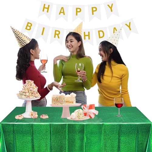 Table Cloth Disposable Table Covers - Plastic Rectangle Tablecloth for Green