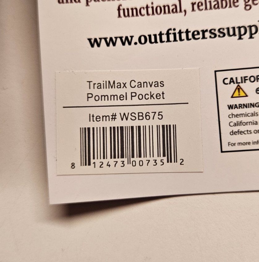 Outfitter Supplies TrailMax Canvas Pommel Pocket - Beige (Loose String on Tag)