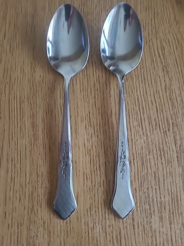 Oneida ASHMORE Stainless TEASPOON Flatware LOT 2 USA