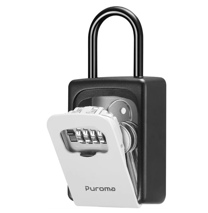 Puroma Key Lock Box, Portable Combination Lockbox Wall-Mounted Key Storage