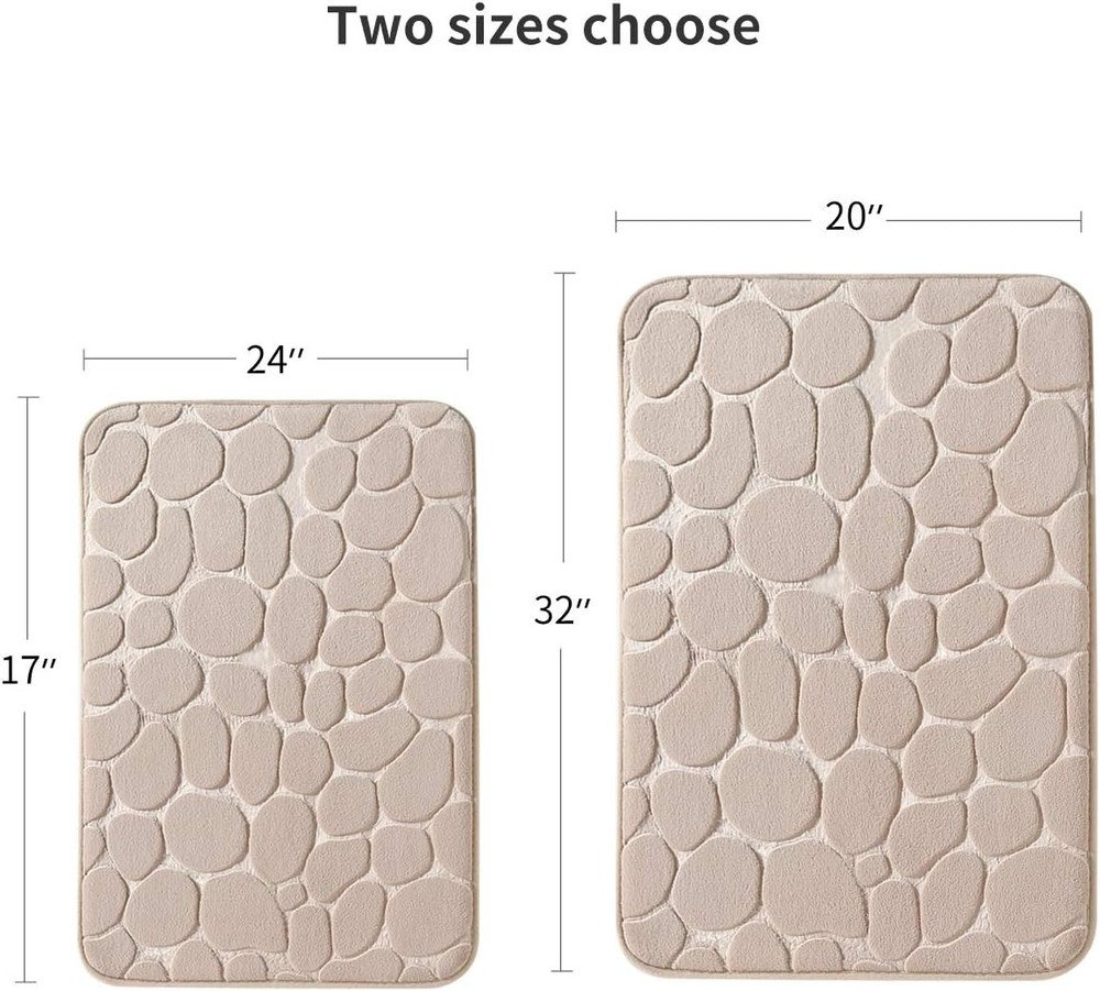 YIHOUSE Memory Foam Bath Mat 1'5 x 2' (Rectangular), Khaki