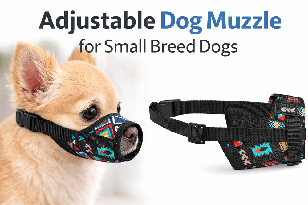 Small Dog Muzzle Adjustable Breathable Anti Bite Nylon Training Grooming Size S