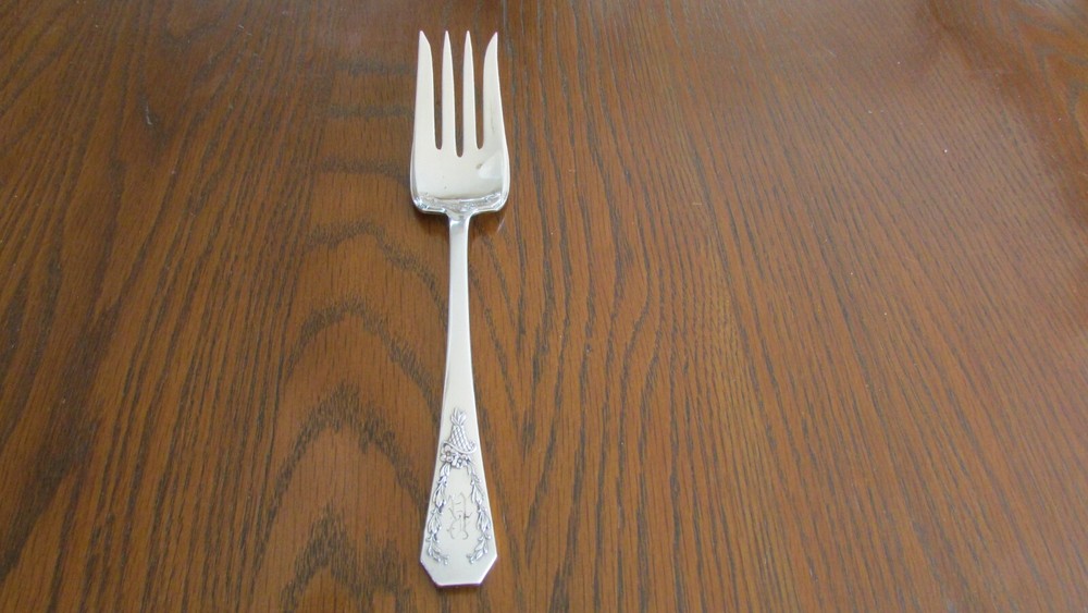 Holmes & Edwards Silver Plate Monogram QLB Cold Meat Serving Fork