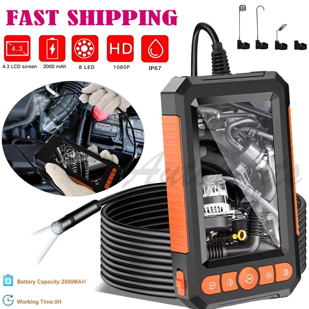 5M Endoscope Camera with Light, 4.3' IPS Screen 1080P HD Inspection Camera LED