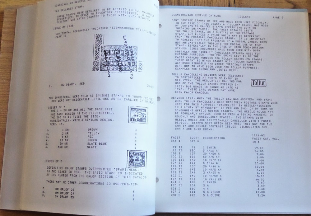 Scandinavian Revenue Stamps Vol. 1 1983 Paul Nelson Scan Philatelic Found.