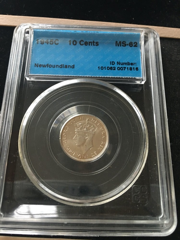 1945C  CCCS Graded Newfoundland ¢10 Cent **MS-62** #1816