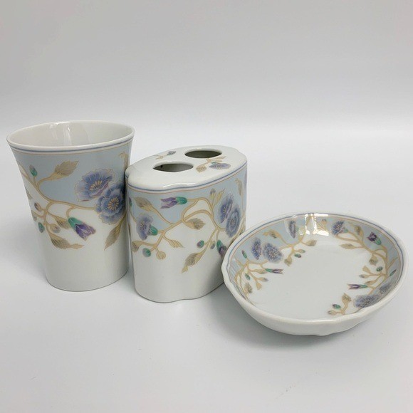 San Francisco Glory Floral Porcelain Toothbrush Holder Trinket Tray/Soap Dish