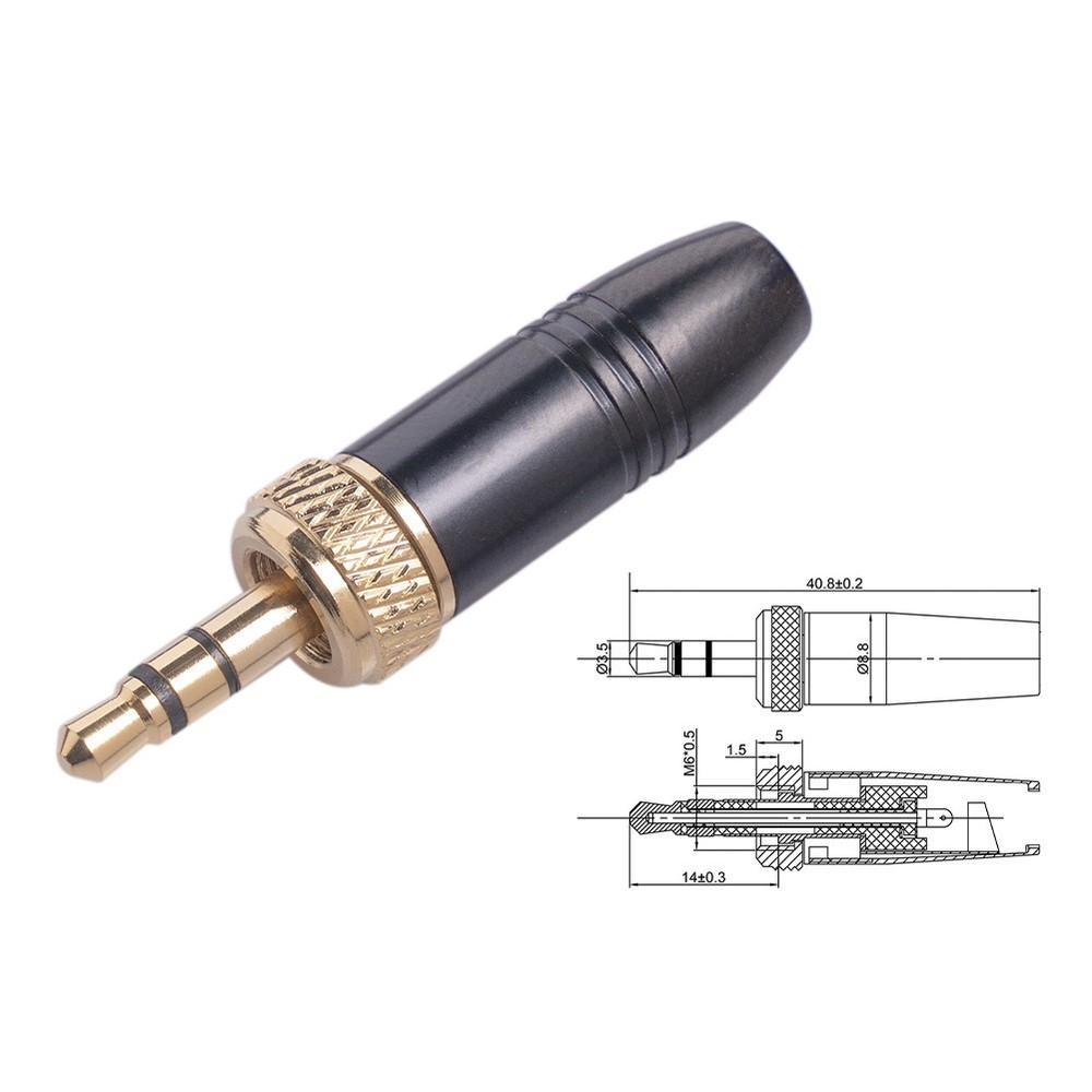 3.5mm Stereo-Plug Connector Replacement For Wireless-Microphone Cable