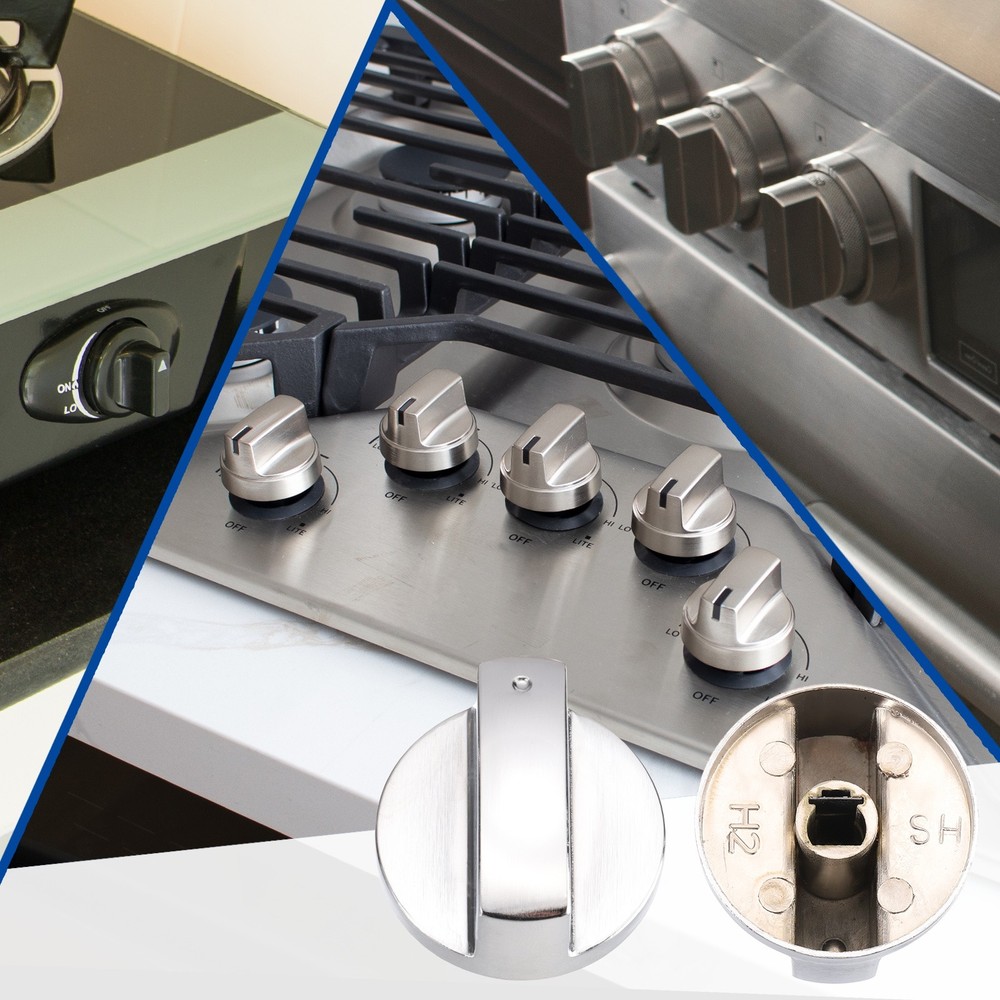 2Pcs Stove Replacement Knobs, 8mm Cooker Replacement Knobs, Silver Tone