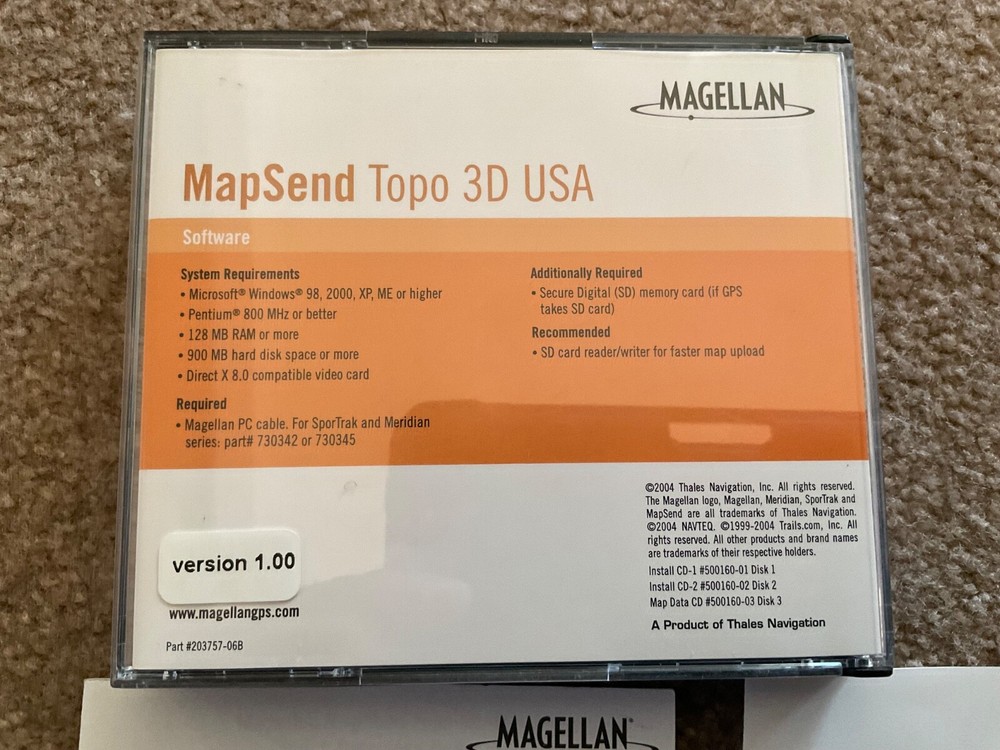 MAGELLAN MAPSEND TOPO 3D SOFTWARE 980611-09 VERSION 1
