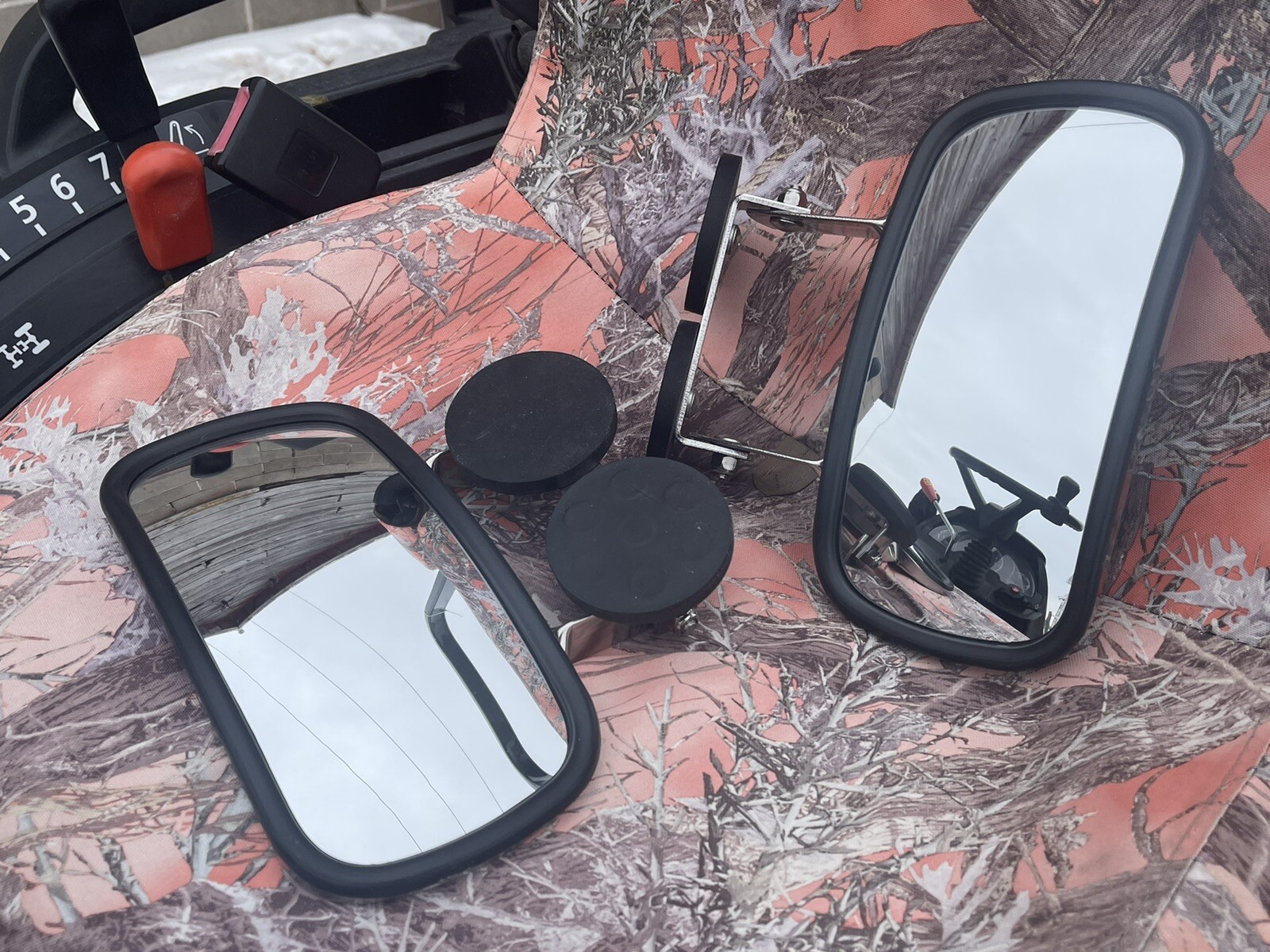 PREMIUM MAGNET MIRRORS Tractor/Skidsteer RUBBER COATED STAINLESS STEEL! kubota