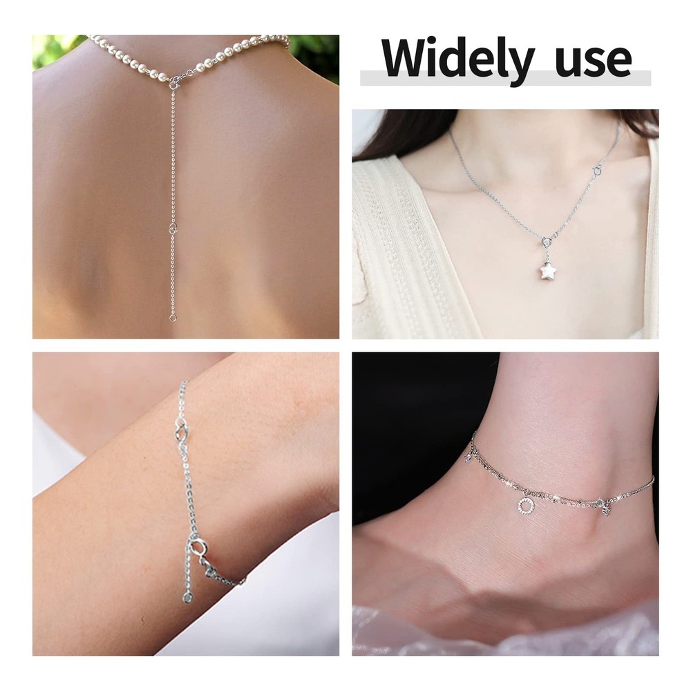 ADMITRY 3 Pcs 925 Sterling Silver Necklace Extender