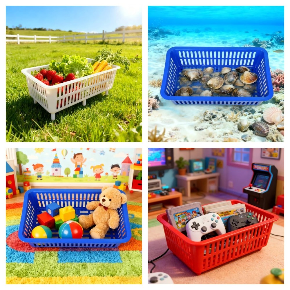 Storage Plastic Drain Basket with Feet for Sorting Live Fresh Shellfish Oyste...