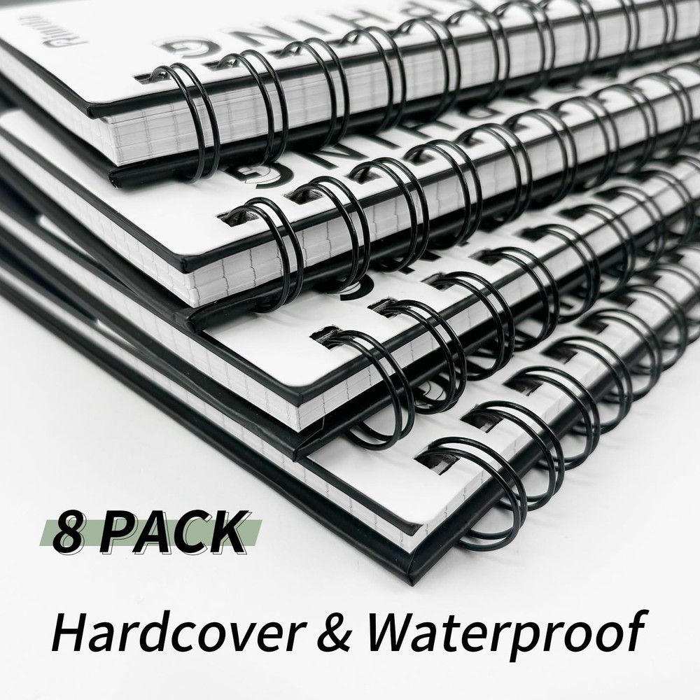 Large Lined Notebook Spiral Notebook 8.5" x 11" 8 Pack LINED Notebook 7mm Rul...