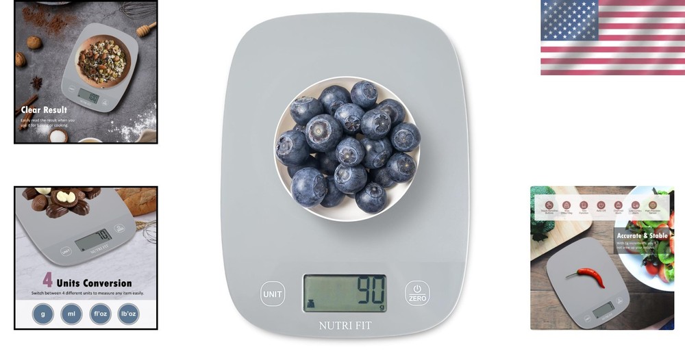 Precision Digital Kitchen Scale with Auto Shutdown - Max 11lb, Cool Gray Design