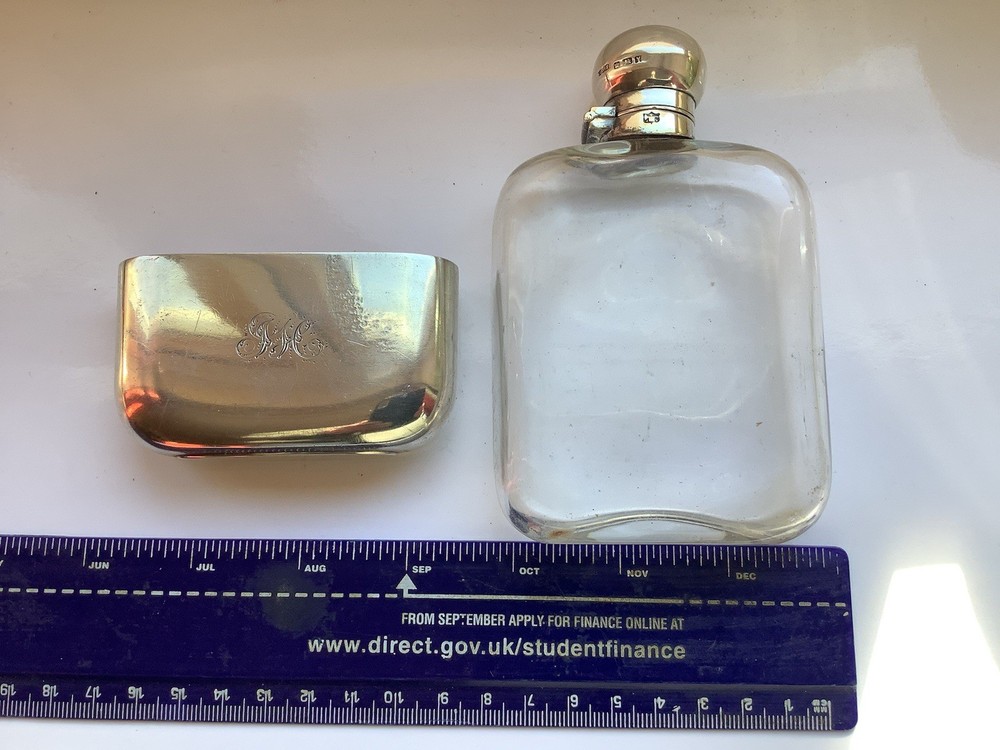 Antique Solid Silver Hip Flask James Dixon & Sons 1891