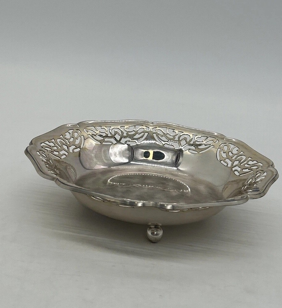 Vintage WMF IKORA Germany Silver Plated Footed Candy Bowl Trinket Dish #3815