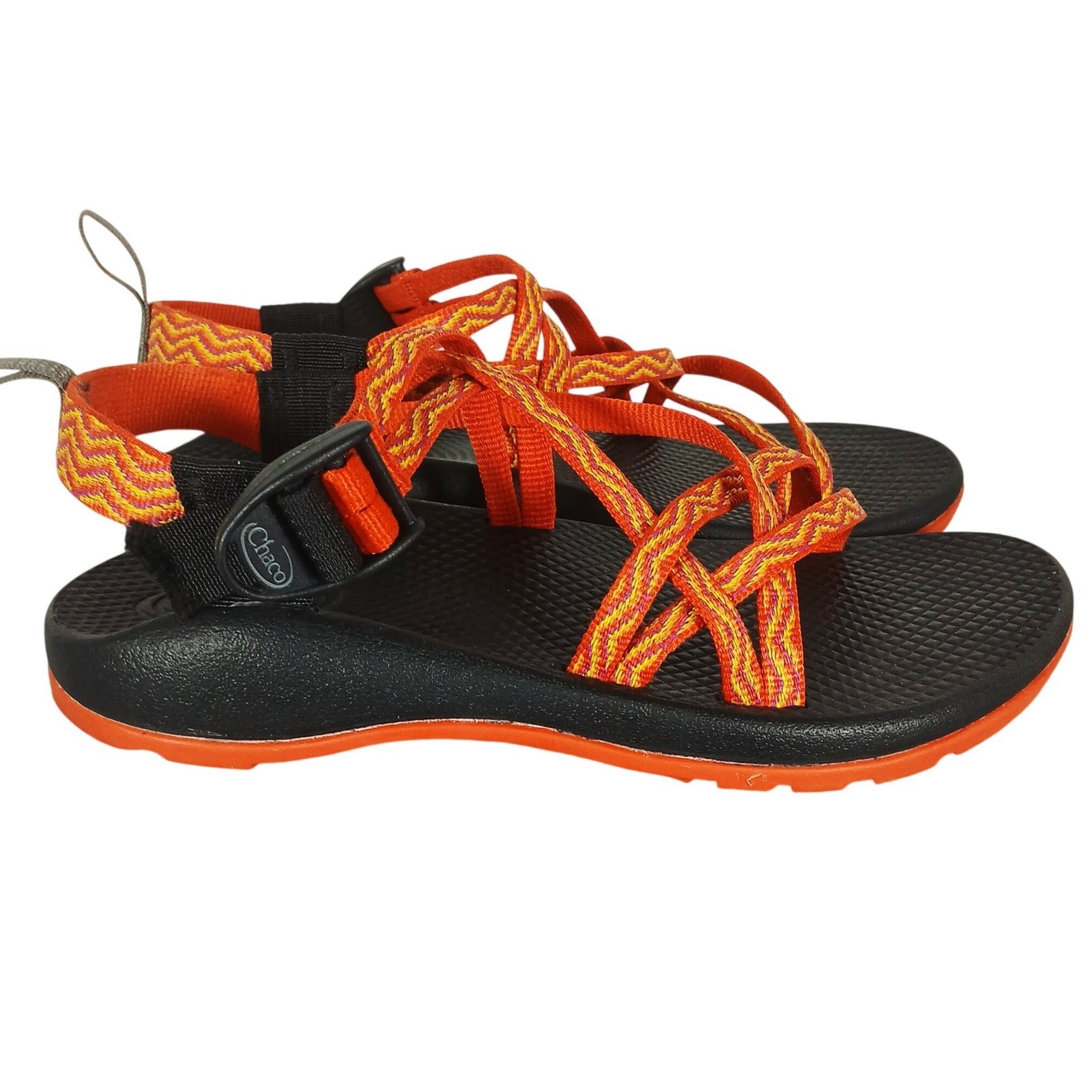Chaco Z Cloud Womens Sandals Orange Yellow Chevron Double Strap Hiking Size 8
