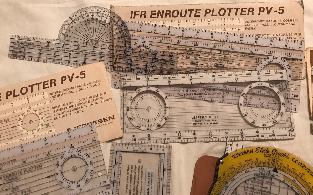 Vtg Air Navigation tools CPU ROTARY PLOTTER JEPPESEN COMPUTERS CESSNA Guides etc