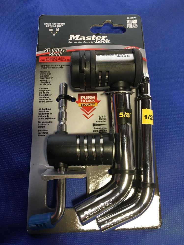 Master Lock 2848DAT 1/2" Coupler & 5/8" Receiver SS Lock FAST SHIPPING ⚡️