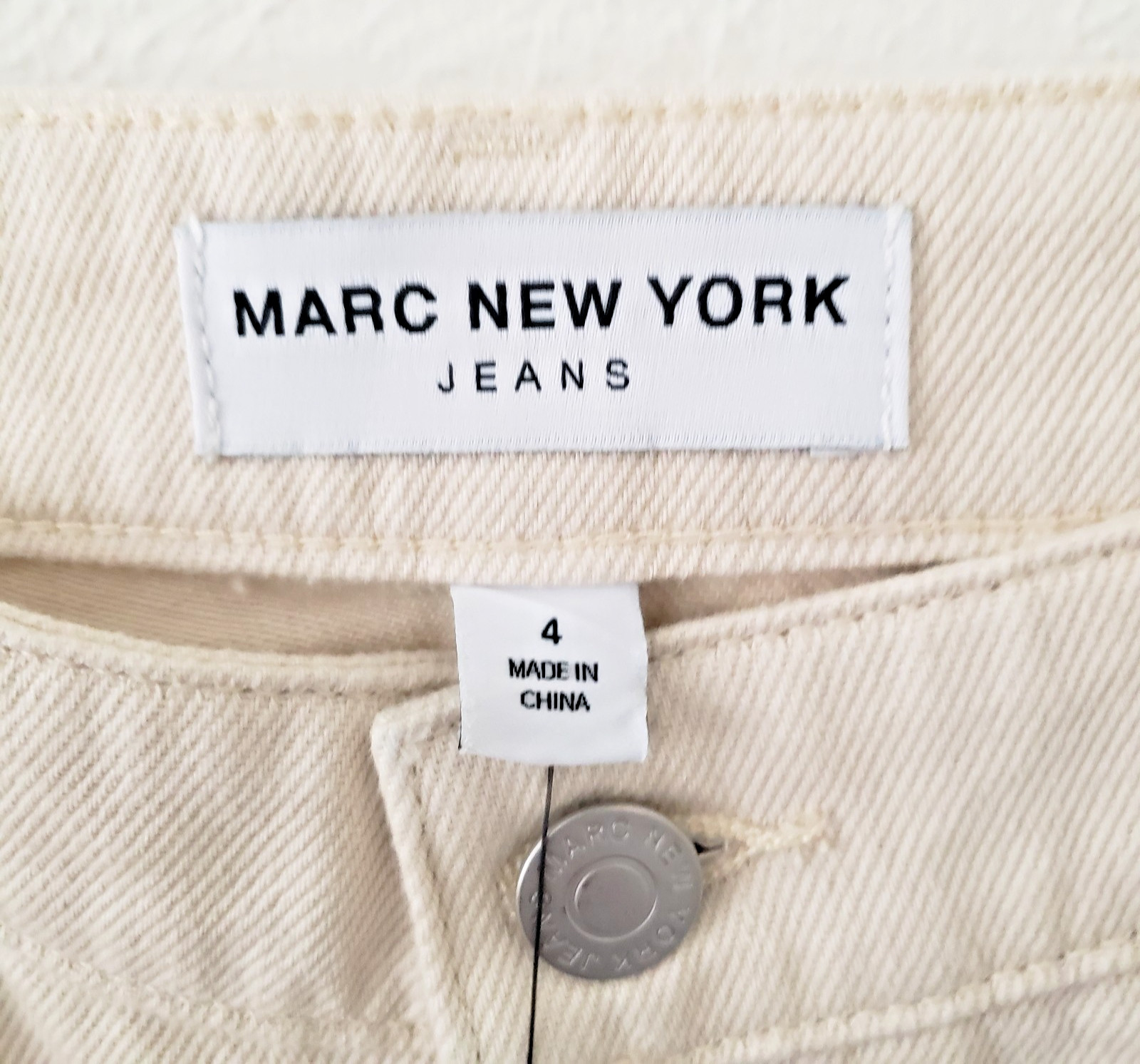 Marc New York Jeans Womens Size 4 Cargo Ecru Denim Cotton High Rise Wide Leg NWT