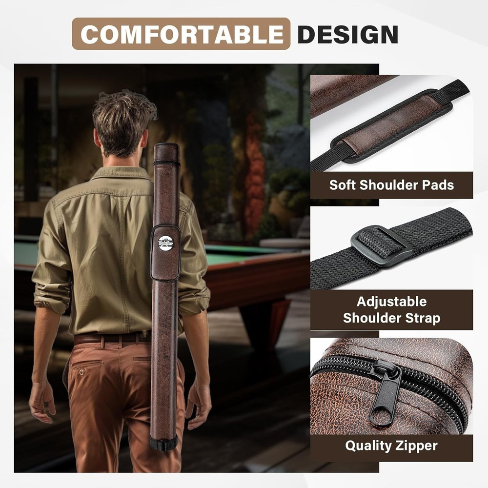 Waterproof Pool Cue Case with Two Pockets - Essential for Players