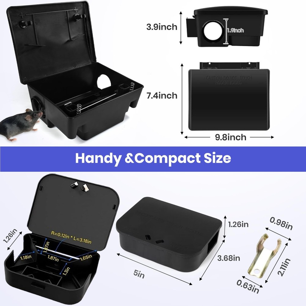 12 Pack Key–Required Rat Stations & Stations – 6 Large & 6 Compact, Lockable ...