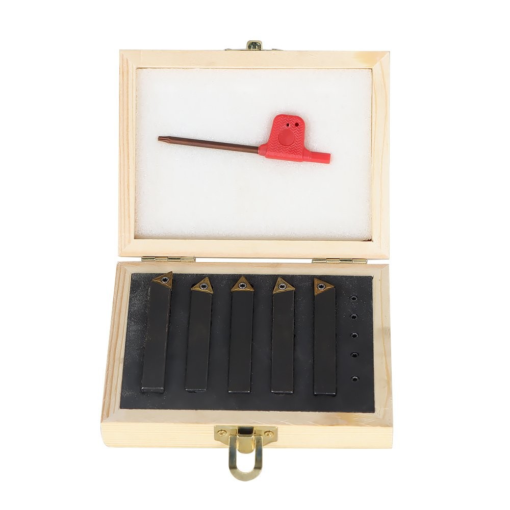 5 Pack 3/8 "lathe indexable carbide insert + turning tool bit holder kit New