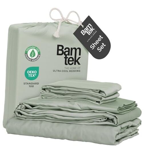 100% Viscose from Bamboo Sheets Size, Super Soft Bedding Set, 4 PC Full Sage