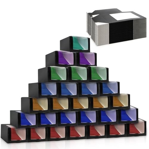 25 Pack Black Gift Boxes with Window for Hat, Paper Hat Display Case, Fold