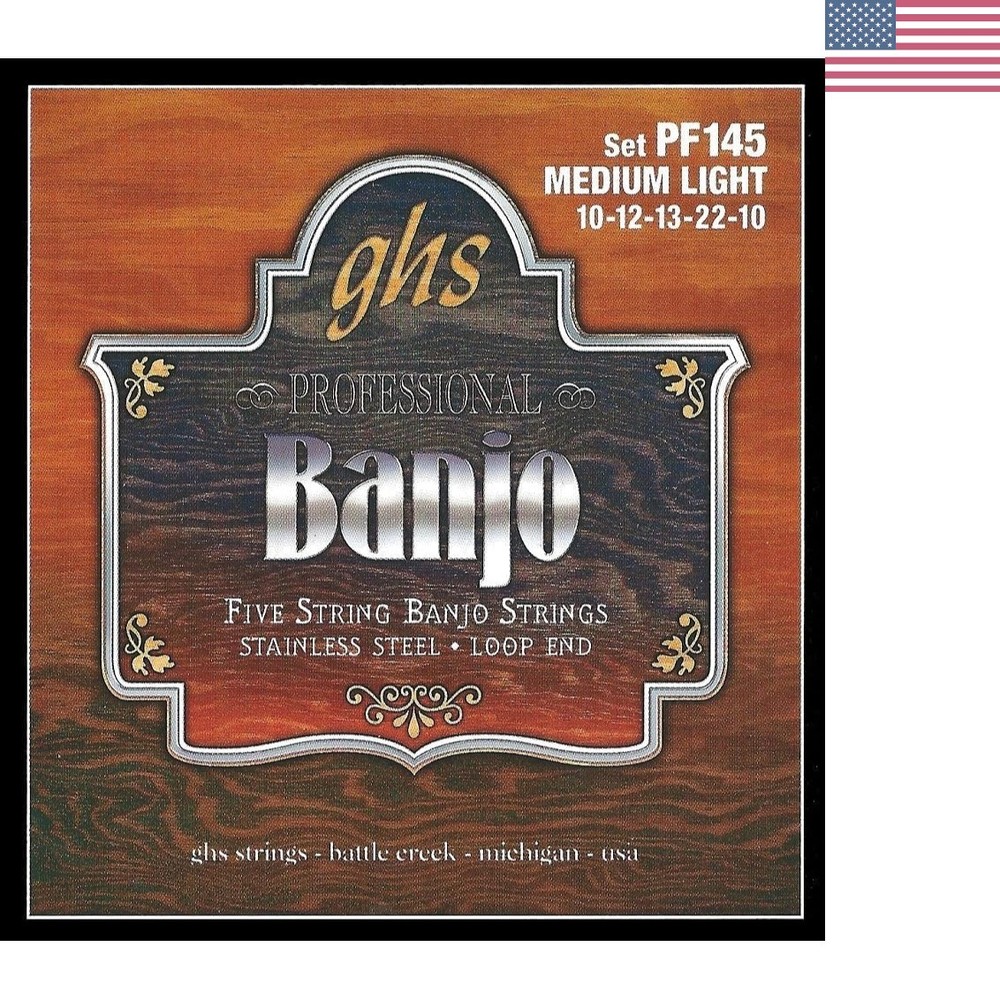 GHS 5-String Banjo Strings SET - Loop End, Medium Light, Nitro-Pack Technology
