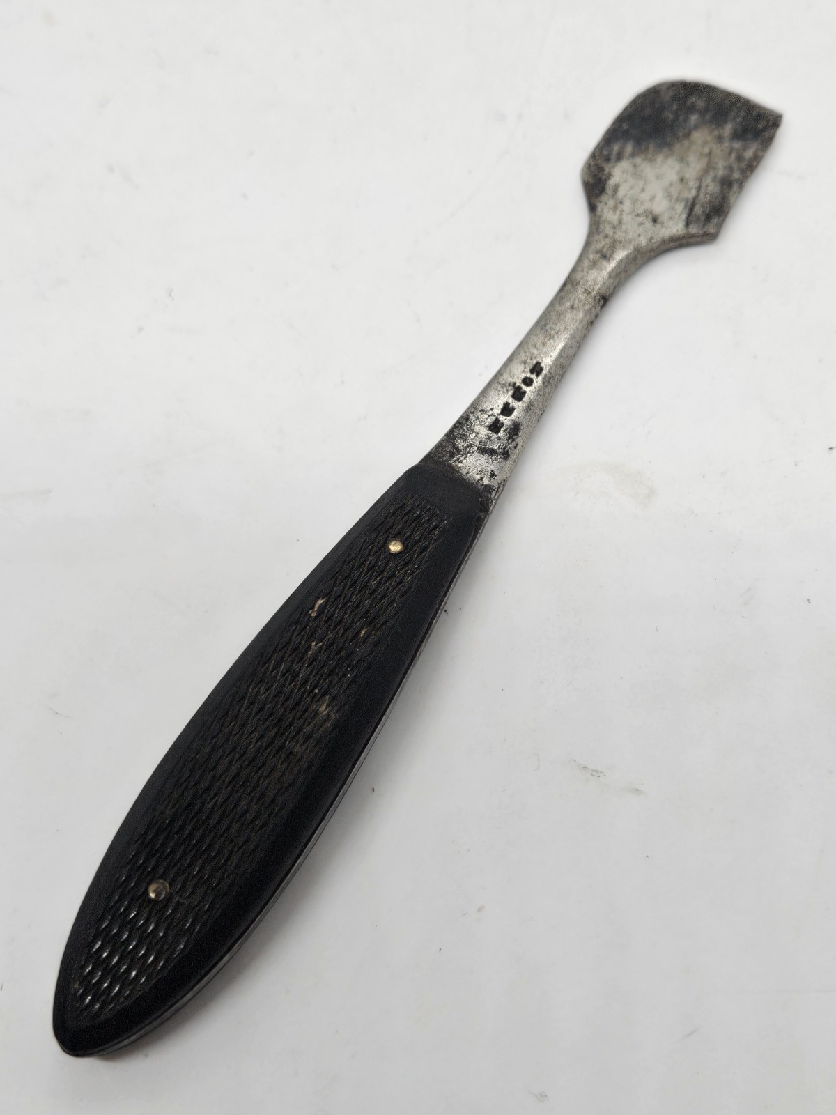 Antique 1800's U.S. Civil War Surgeon Doctors Bone Chisel Curette w/Ebony Handle