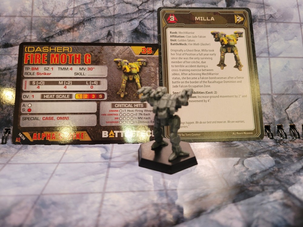 Battletech Fire Moth (Dasher) Mech + Pilot Cards - Alpha Strike Box Set